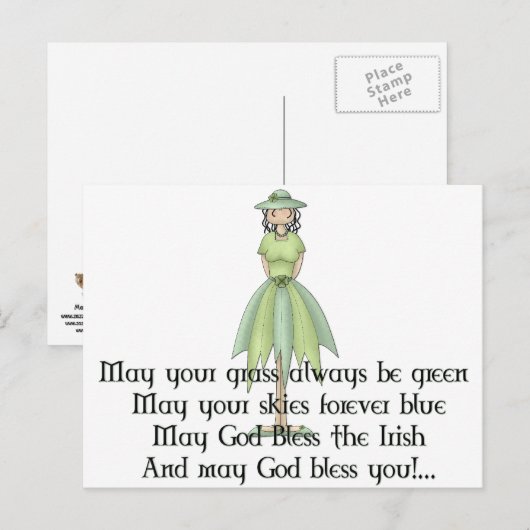 Irish Fairy Meisje 1 - Iers Quote Briefkaart (Voorkant / Achterkant)