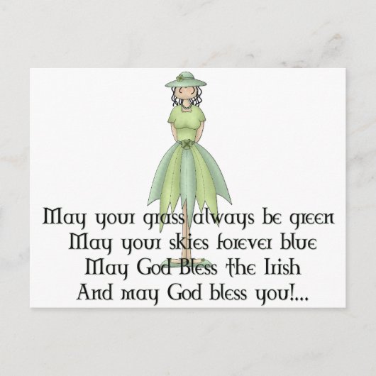 Irish Fairy Meisje 1 - Iers Quote Briefkaart (Voorkant)