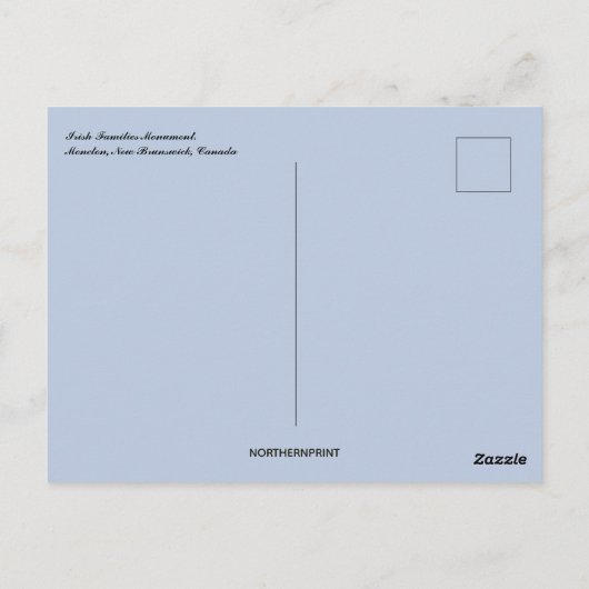 Irish Families Monument Moncton New Brunswick Briefkaart (Achterkant)