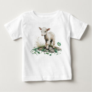 Irish Farmhouse   Cute Lamb in Clover Baby T-Shirt
