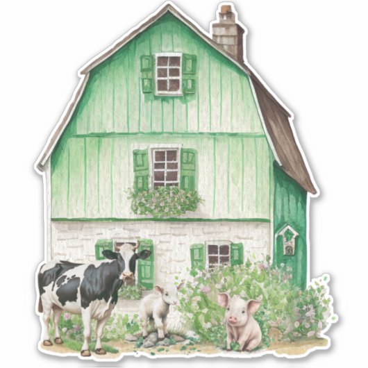 Irish Farmhouse | Groene Barn Sticker (Voorkant)