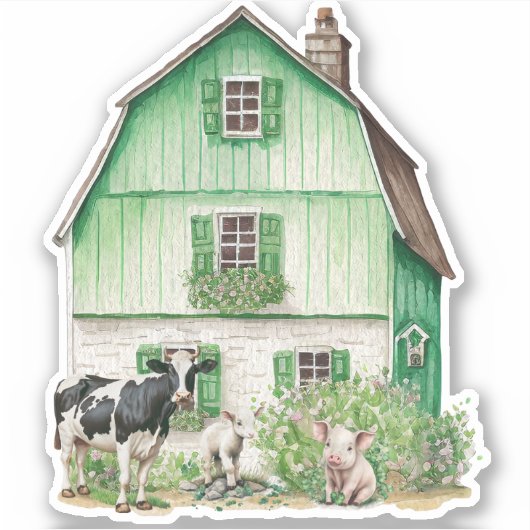 Irish Farmhouse | Groene Barn-Sticker Sticker (Voorkant)