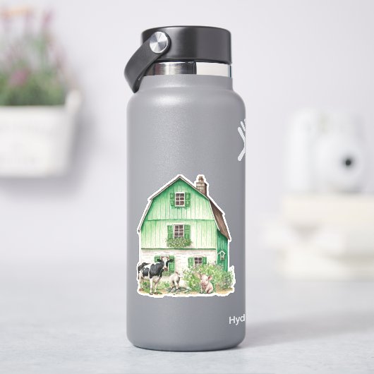 Irish Farmhouse | Groene Barn-Sticker Sticker (HydroFlask)