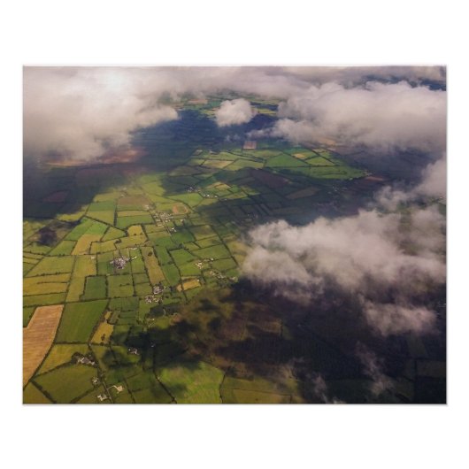 Irish Farmland Patchwork – Aerial Landscape Print Perfect Poster (Voorkant)