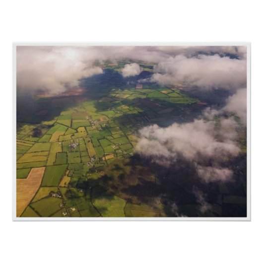 Irish Farmland Patchwork – Aerial Landscape Print Perfect Poster (Voorkant)