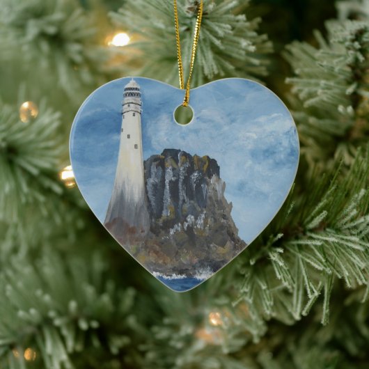 Irish Fastnet Lighthouse, County Cork, Ierland Tr Keramisch Ornament (Boom)