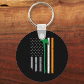 Irish Firefighter American Flag Cool St Patricks D Sleutelhanger (Voorkant)