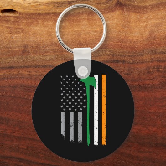 Irish Firefighter American Flag Cool St Patricks D Sleutelhanger (Voorkant)