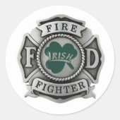 Irish Firefighter Badge Ronde Sticker (Voorkant)