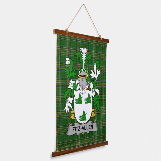 Irish Fitz-Allen Coat of Arms Family Crest Hangend Wandkleed (Gebogen)