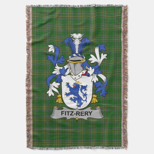 Irish Fitz-Rery Coat of Arms Family Crest Ireland Deken (Voorkant Verticaal)