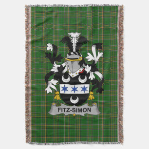 Irish Fitz-Simon Wapenschild Familie Crest Irelan Deken