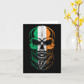 Irish Flag Bearded Skull Head Saint Patrick's Day  Kaart (Gele Bloem)