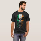 Irish Flag Bearded Skull Head Saint Patrick's Day  T-shirt (Voorkant volledig)