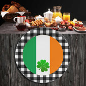 Irish Flag Bord, Shamrock, buffalo plaid, Ierland Papieren Bordje