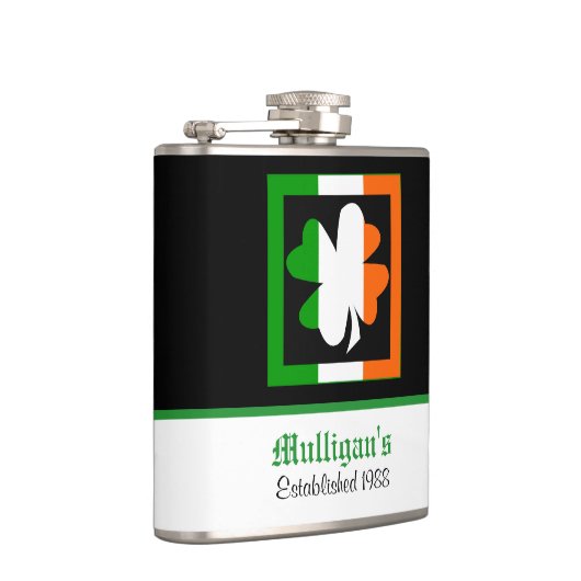 Irish Flag Border Shamrock Personalized Heupfles (Rechts)