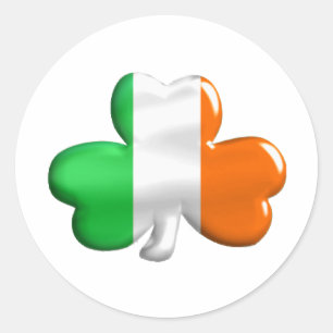 Irish Flag Clover Ronde Sticker
