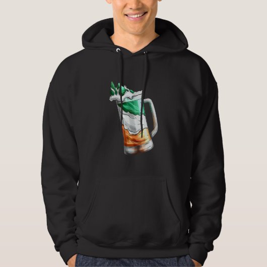 Irish Flag Coloured Glass Of Beer On St Patricks D Hoodie (Voorkant)