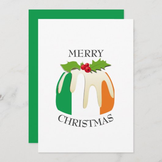 IRISH FLAG | Festive Plum Pudding | Kerstmis Feestdagenkaart (Voorkant / Achterkant)