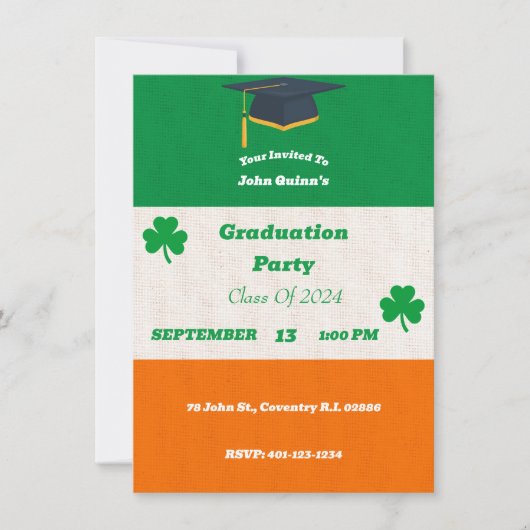 Irish Flag Graduation Party Uitnodiging (Voorkant)