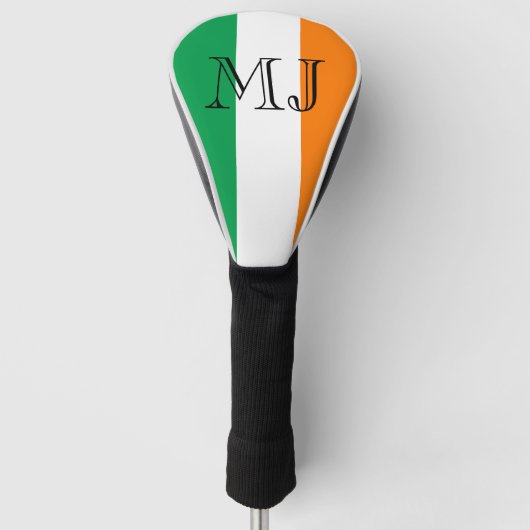 Irish Flag Ireland Monogram Driver Hoesje Golfheadcover (Voorkant)