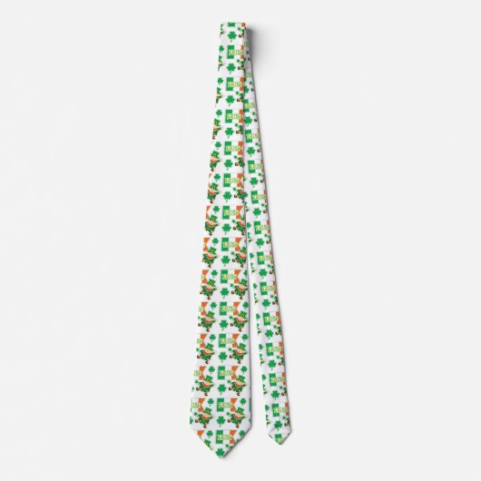 Irish Flag Leprechaun Pattern Stropdas (Voorkant)
