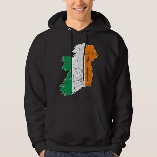 Irish Flag Map Souvenir Distressed Ireland Adults  Hoodie (Voorkant)