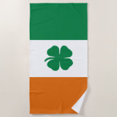 Irish Flag Patriotic Ireland Flag Four leaf clover Strandlaken (Voorkant)