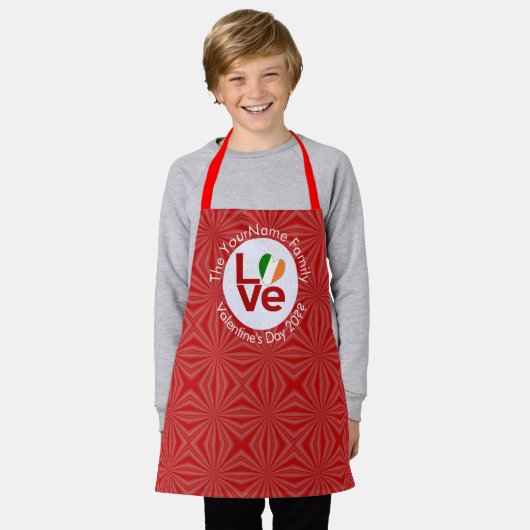 Irish Flag Red LOVE Personated Kinder Schort (Gedragen)