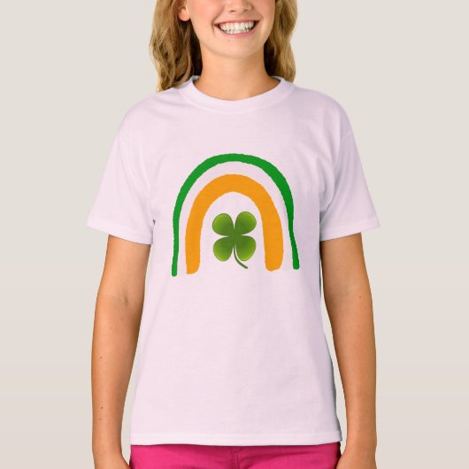 Irish Flag Regenboog Klaver Shamrock T-shirt Desig (Voorkant)