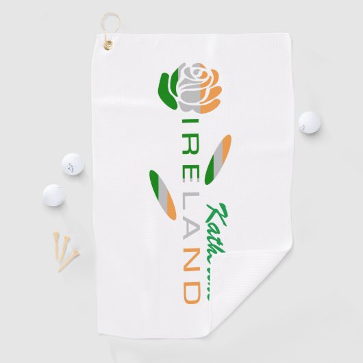 Irish Flag Roos Personalized Golfhanddoek (Insitu)