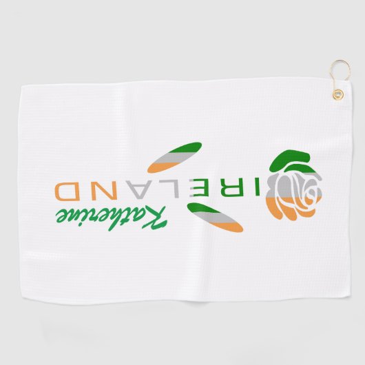 Irish Flag Roos Personalized Golfhanddoek (Horizontaal)