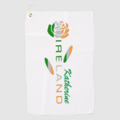Irish Flag Roos Personalized Golfhanddoek (Voorkant)