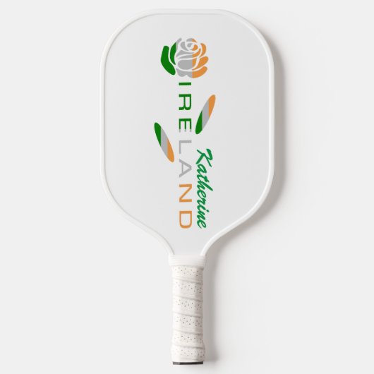 Irish Flag Roos Personalized Pickleball Paddle (Voorkant)