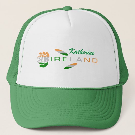 Irish Flag Roos Personalized Trucker Pet (Voorkant)