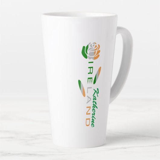 Irish Flag Roos Personated Large Latte Mok (Rechterhoek)
