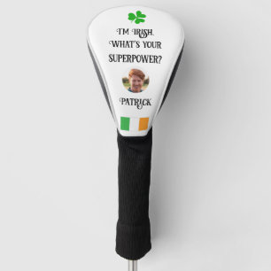Irish flag & shamrock foto Golf Head Hoesje Golfheadcover