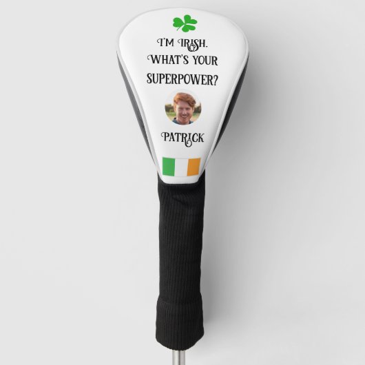 Irish flag & shamrock foto Golf Head Hoesje Golfheadcover (Voorkant)