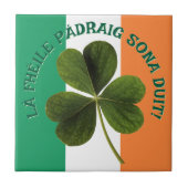 Irish Flag Shamrock Lá Fhéile Pádraig Sona Tegeltje (Voorkant)