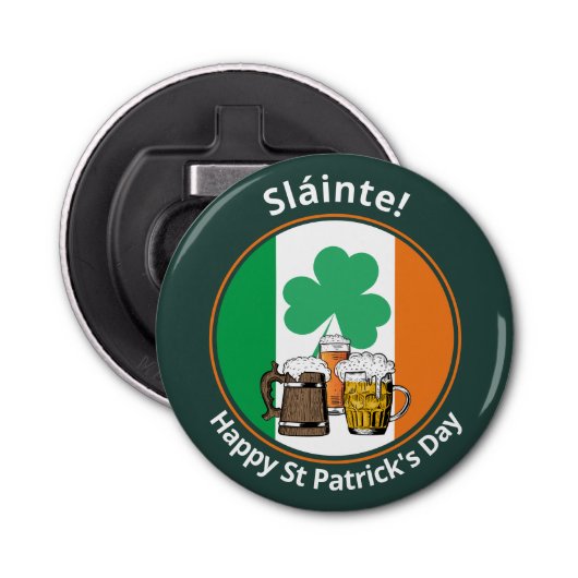 Irish Flag St Patricks Day Button Flesopener (Voorkant)
