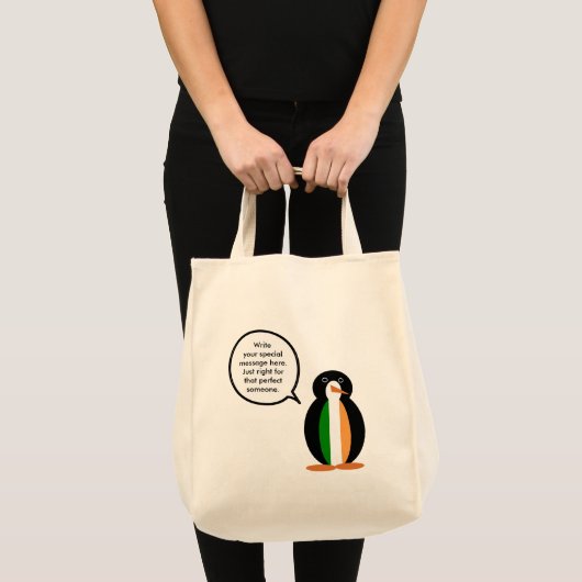 Irish Flag Talking Ms. Penguin  Tote Bag (Voorkant (product))