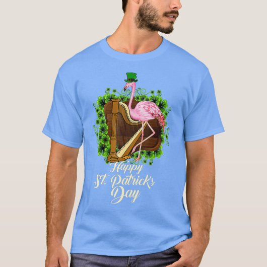 Irish Flamingo Green Saint Patrick Day Lucky St T-shirt (Voorkant)