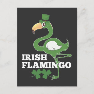 Irish Flamingo Ireland Party st patricrics day Briefkaart