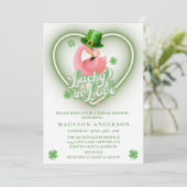 Irish Flamingo Lucky In Love Vrijgezellenfeest Kaart (Staand voorkant)