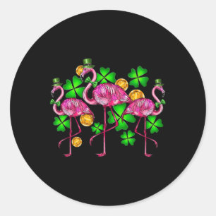 Irish Flamingo St Patricks Day Bird Animal Kinder Ronde Sticker