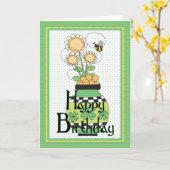 Irish Flower Pot Happy Birthday Wenskaart Kaart (Gele Bloem)