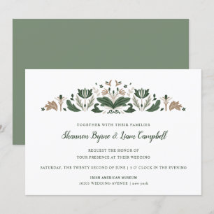 Irish Folk Art   Modern Floral Celtic Wedding Kaart