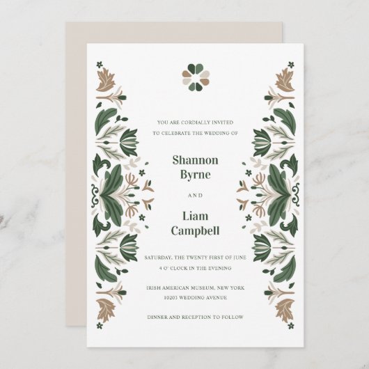 Irish Folk Art Shamrock Celtic Wedding Kaart (Voorkant / Achterkant)