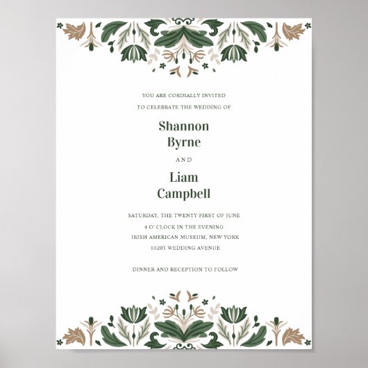 Irish Folk Art Shamrock Celtic Wedding PROVA Poster (Voorkant)