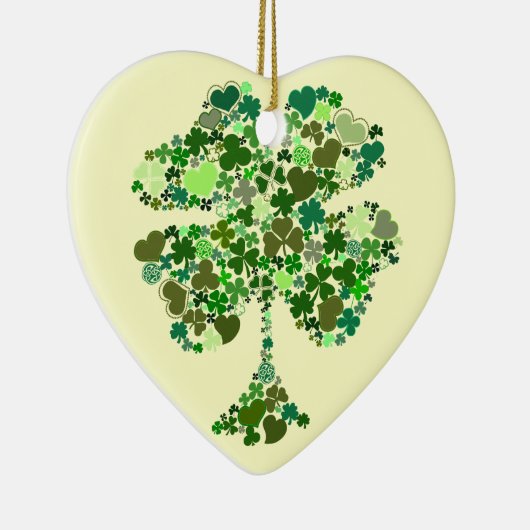 Irish Four Leaf Clover Heart Kerstversiering Keramisch Ornament (Rechts)